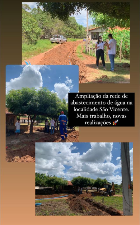 Prefeita visita execução das obras de ampliação de abastecimento de água da Localidade São Vicente